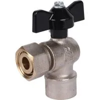 STOUT Кран шаровой с накидной гайкой угловой, ВР/накидная гайка, ручка бабочка