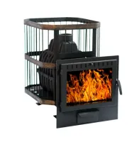 Печь банная чугунная "СИБИРЬ-20". Панорамная дверца (Сетка)