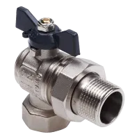 Кран шаровой со сгоном угловой вн-нар  бабочка полнопроходной, запорная и регулирующая арматура AQUALINK